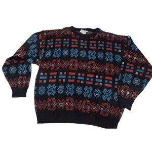 Peter Jon 90s Mens Sweater Size XL Vintage Streetwear Ski Preppy Retro Geometric